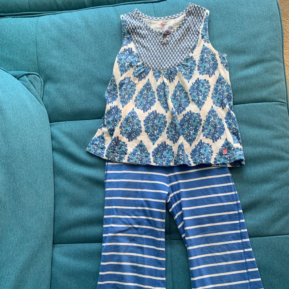Pink Chicken blue tank top